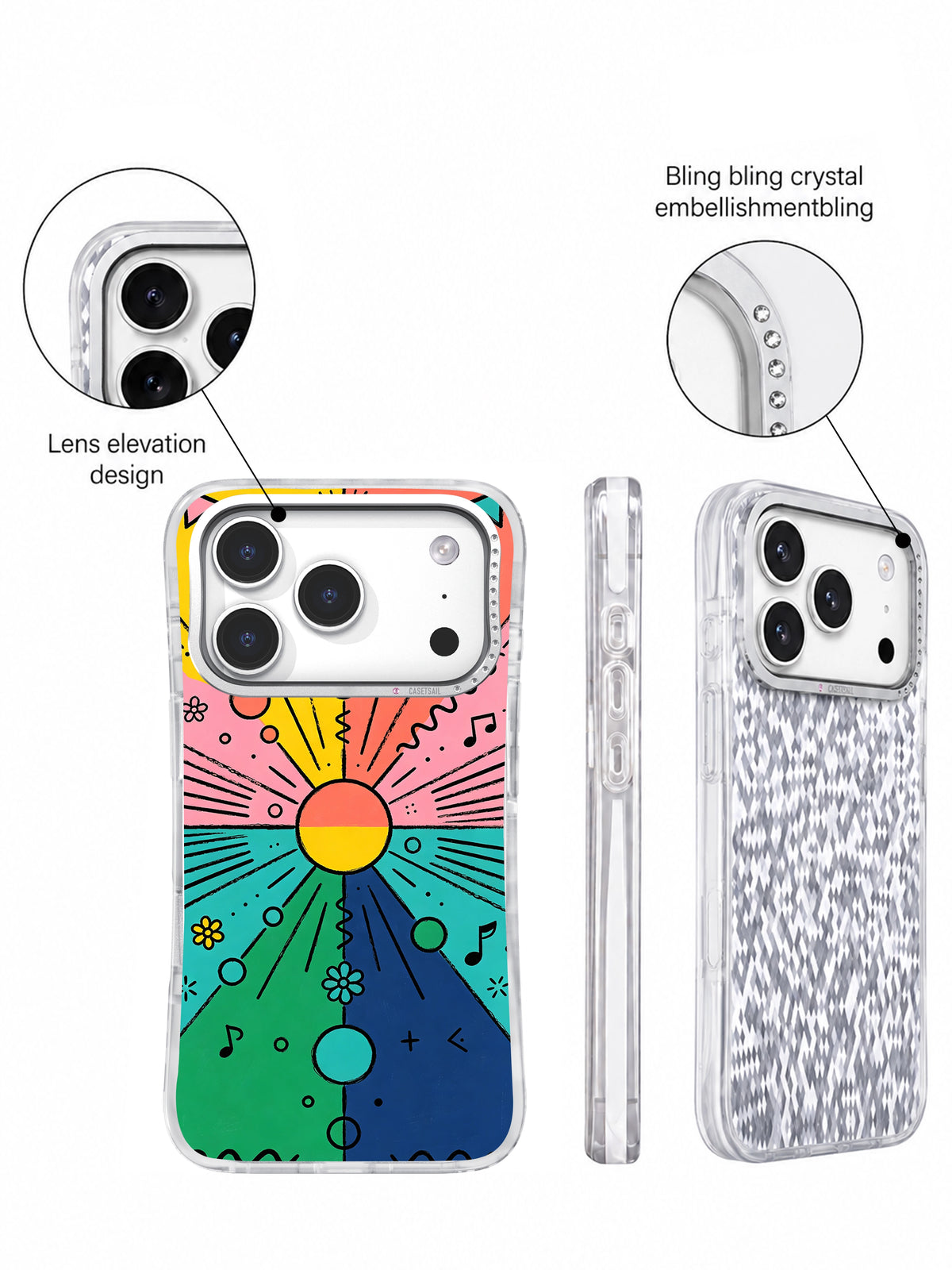 Happy Geometric Celebration iPhone 17 Pro case camera and protective detail