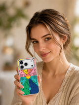 Happy Geometric Celebration iPhone 17 Pro case lifestyle view