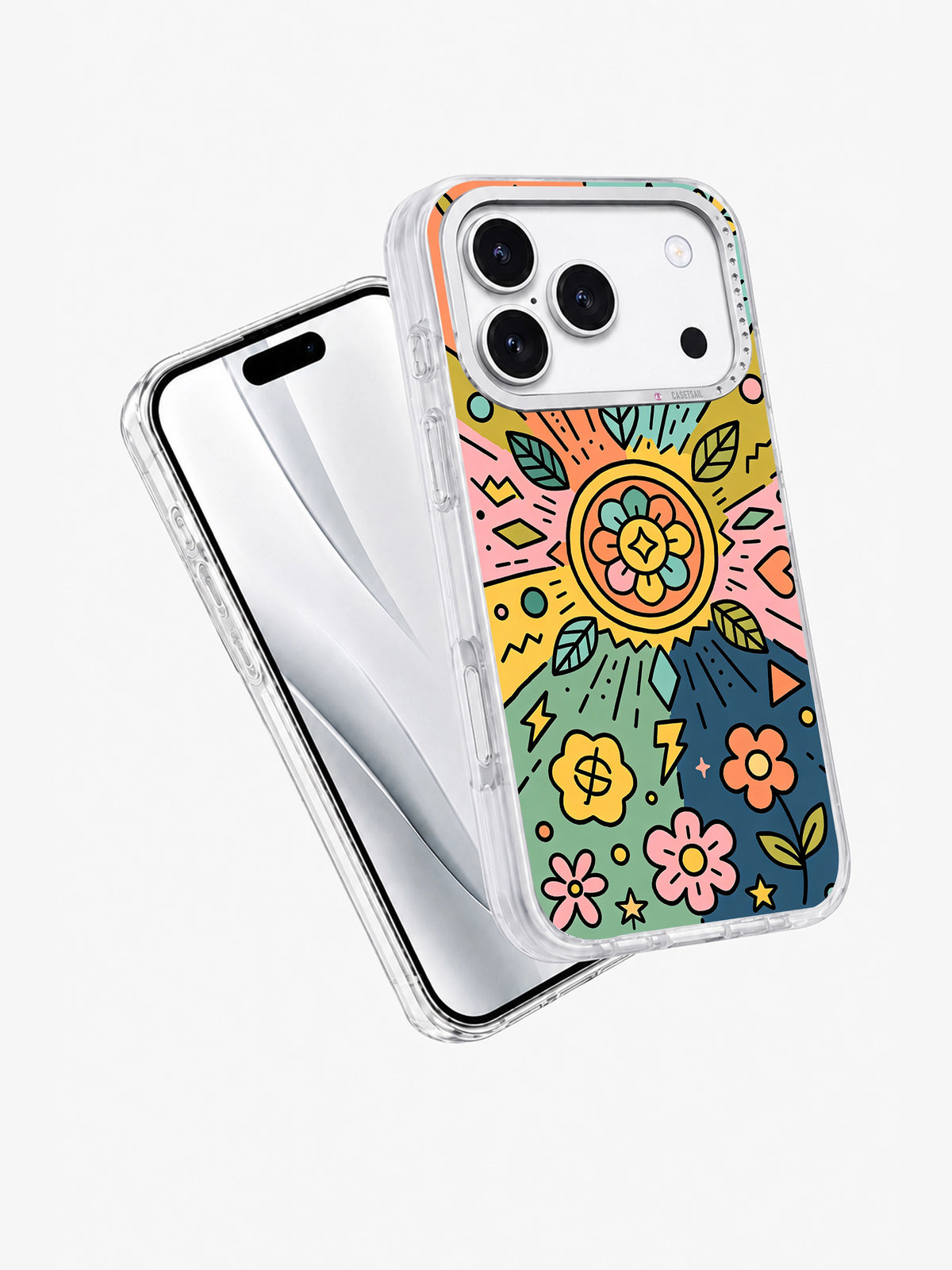 Happy Lucky Garden floral art iPhone 17 Pro case detail