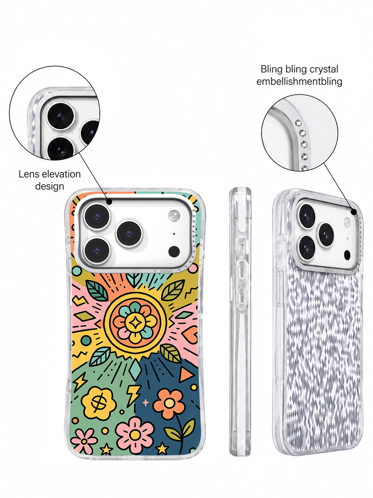 Happy Lucky Garden iPhone 17 Pro case angled view