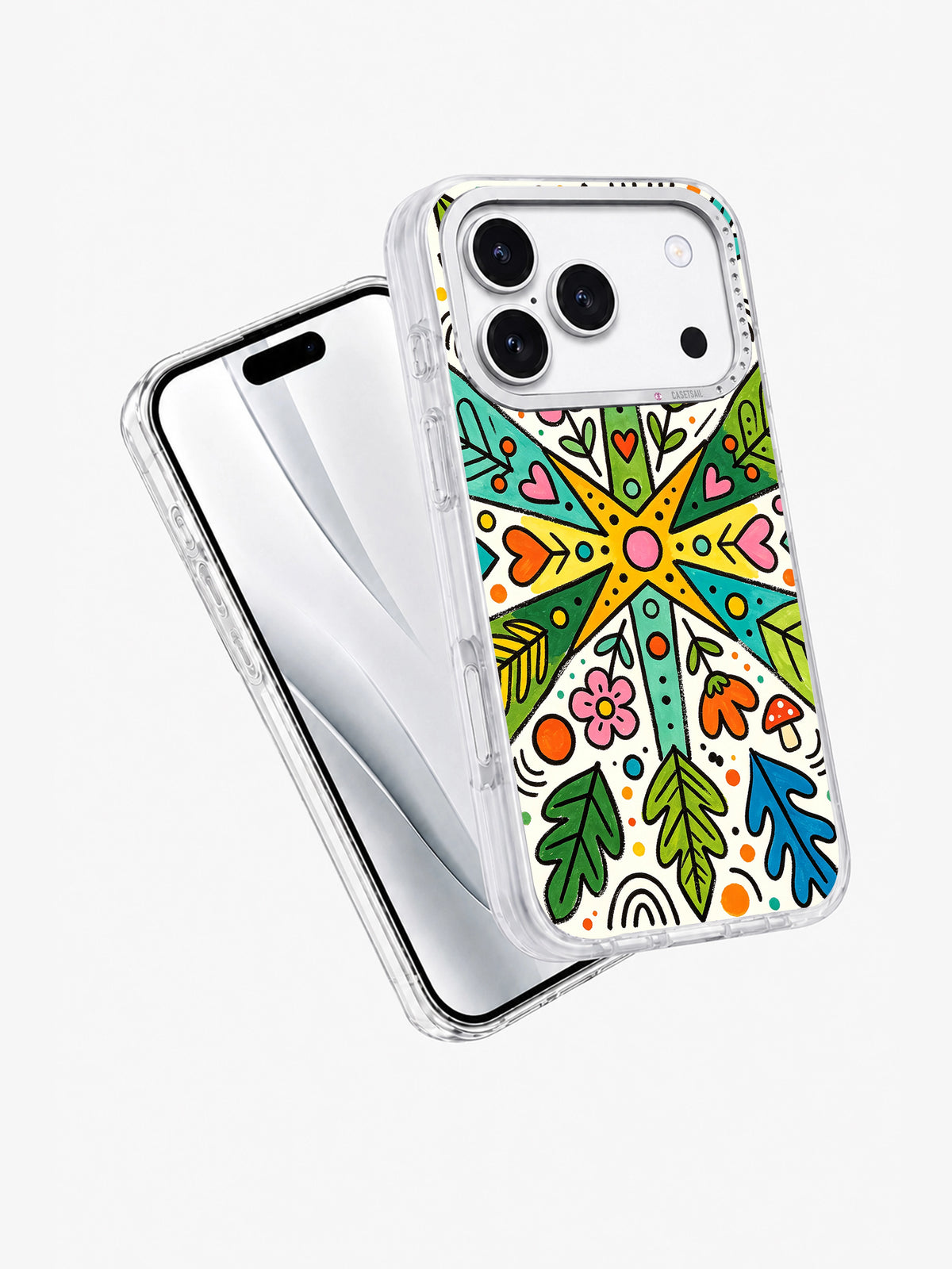 Happy Symbol Forest iPhone 17 Pro case angled view