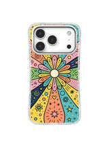 Lucky Color Universe iPhone 17 Pro case close-up with rhinestone camera frame