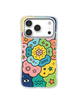 Happy Flower Orbit iPhone 17 Pro case pattern