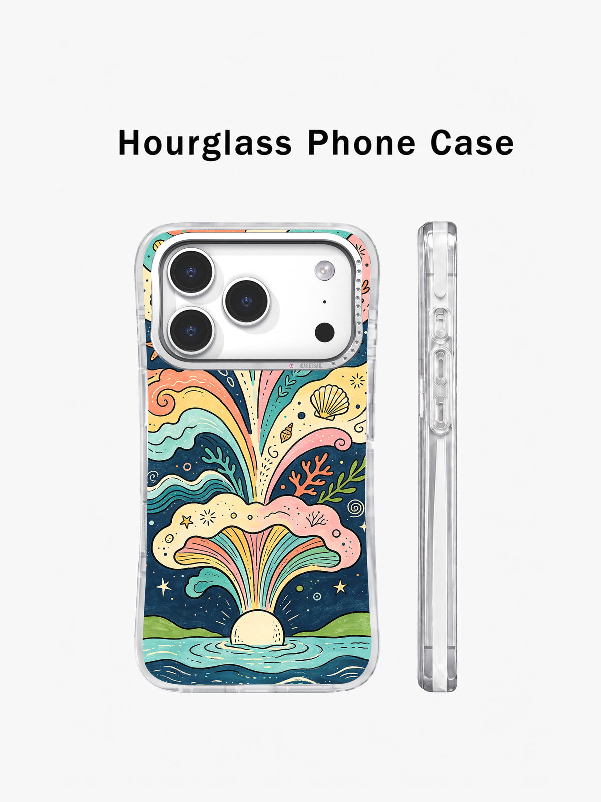 Ocean Dream Waves iPhone 17 Pro case front and side views