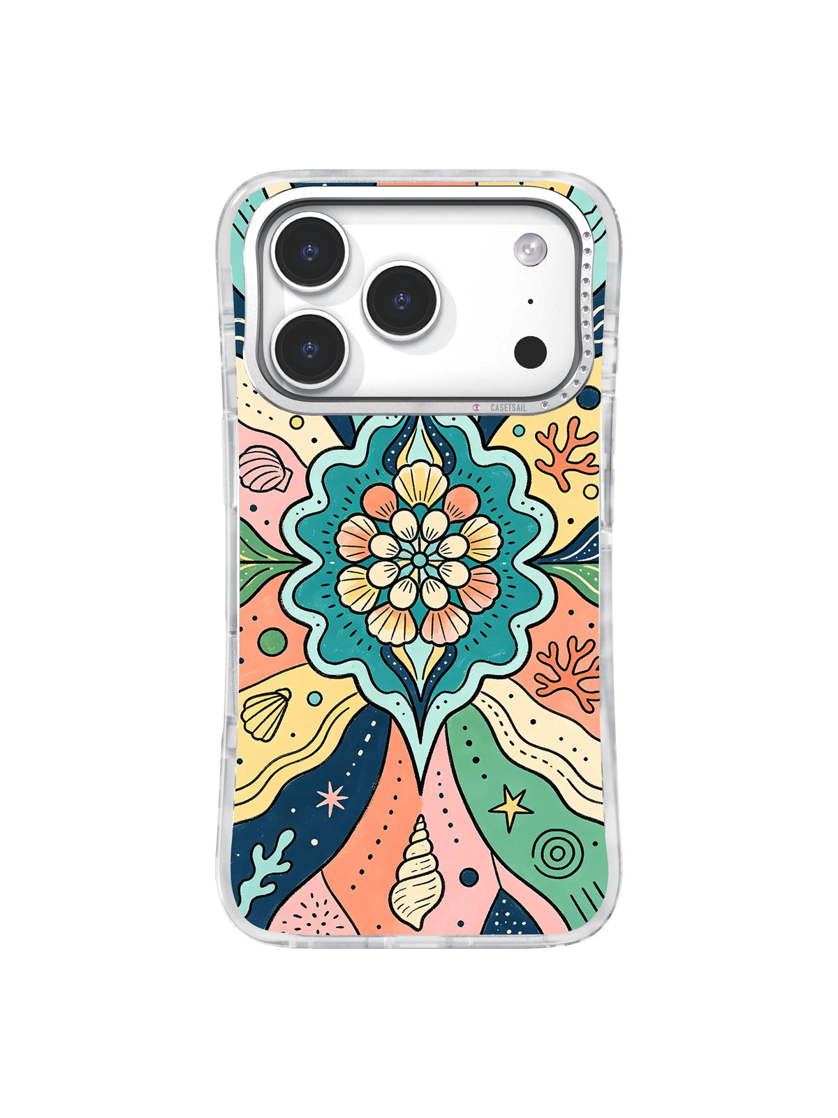 Coral Mandala Tide iPhone 17 Pro case pattern