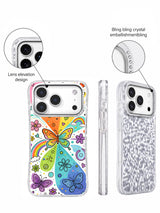 Rainbow Butterfly Dream iPhone 17 Pro case angled view