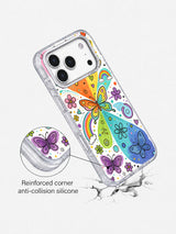 Rainbow Butterfly Dream iPhone 17 Pro case camera frame detail