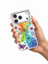 Rainbow Butterfly Dream iPhone 17 Pro case lifestyle view