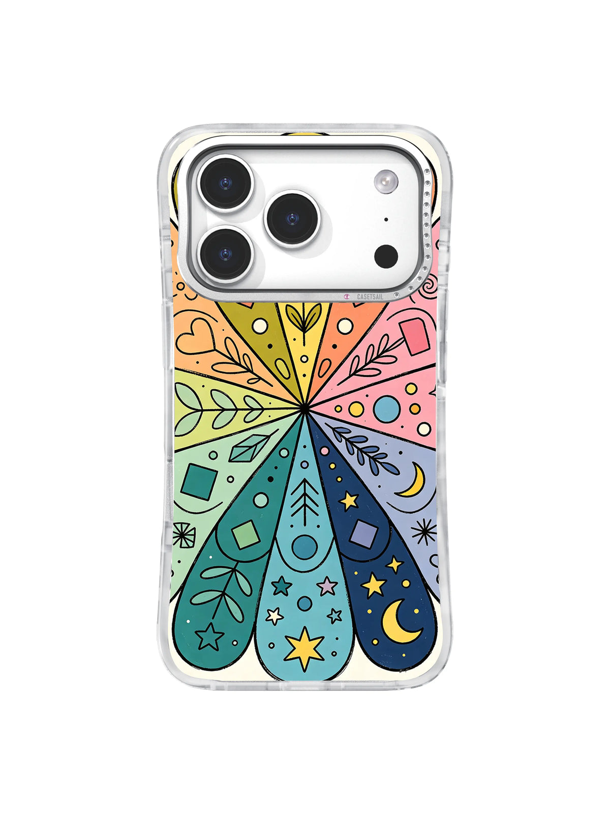 Moonlit Rainbow Garden pattern iPhone 17 Pro case