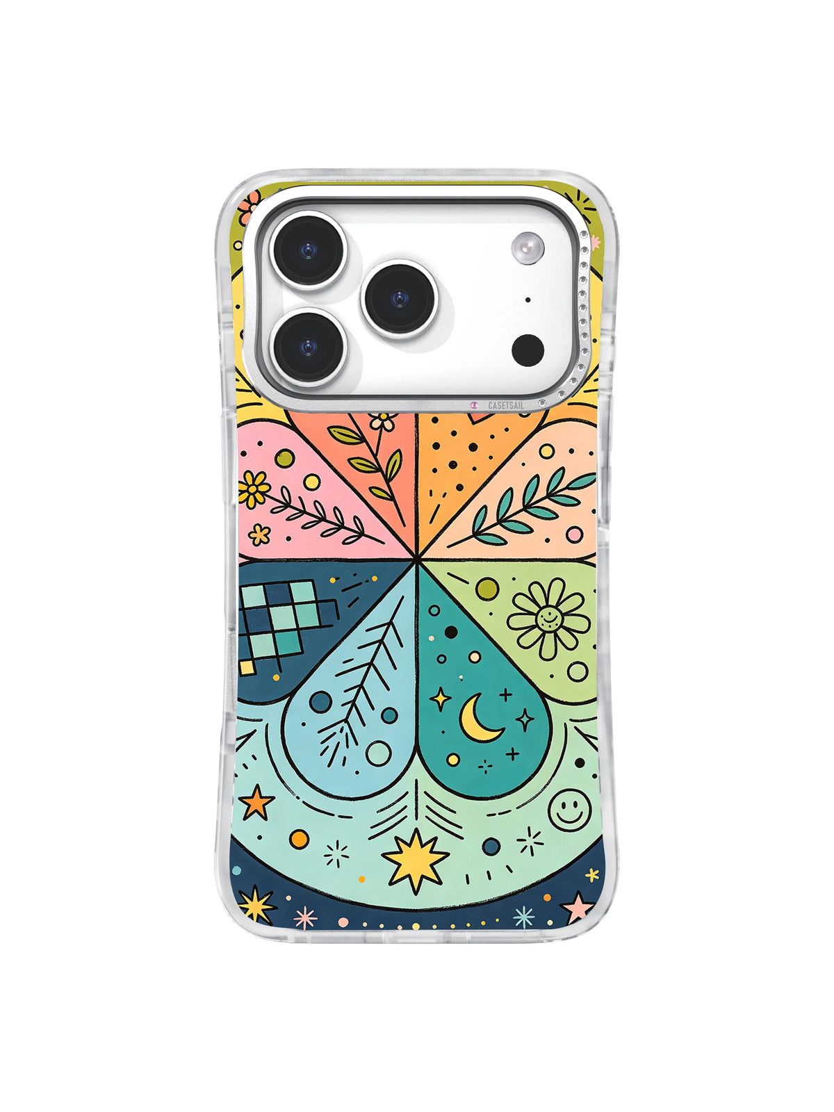 Rainbow Energy Garden pattern iPhone 17 Pro case