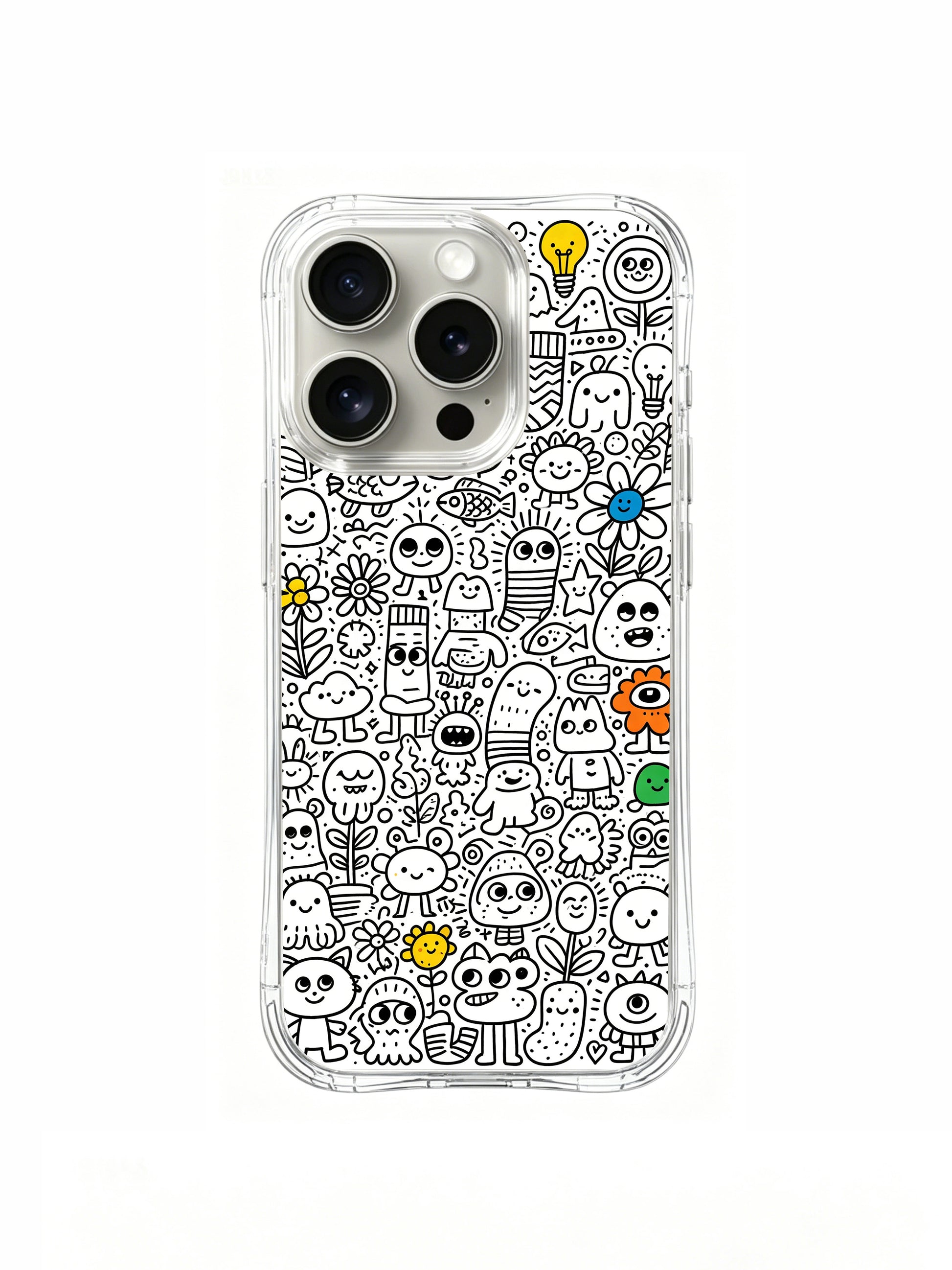 Cute monster crowd doodle art iPhone 16 pro Case from PhoneCasing, original Nico Scribble illustrated phone casing crafted and printed in California for art-loving women, limited wearable art phone cover.
