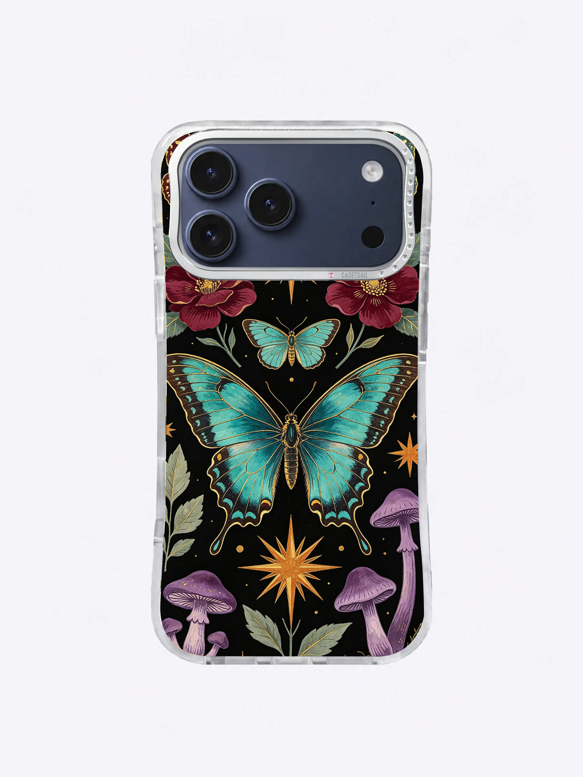Night Butterfly Cabinet iPhone case, Turquoise Rose Night Flight pattern