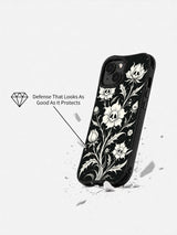 Night Echo Bloom iPhone 15 Plus case in angled product display
