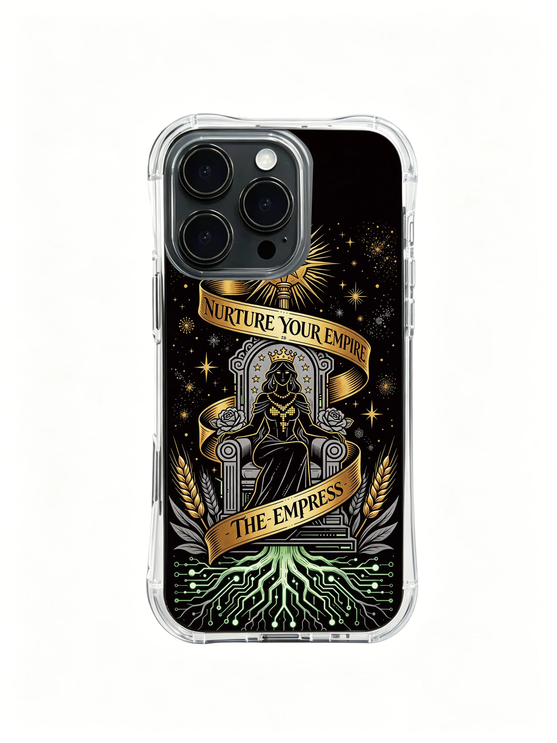 Regal cyber ruler symbol inheriting natural vitality PhoneCasing, distinctive dark tone iPhone 14 Plus Case, everyday basic protective phone cover.