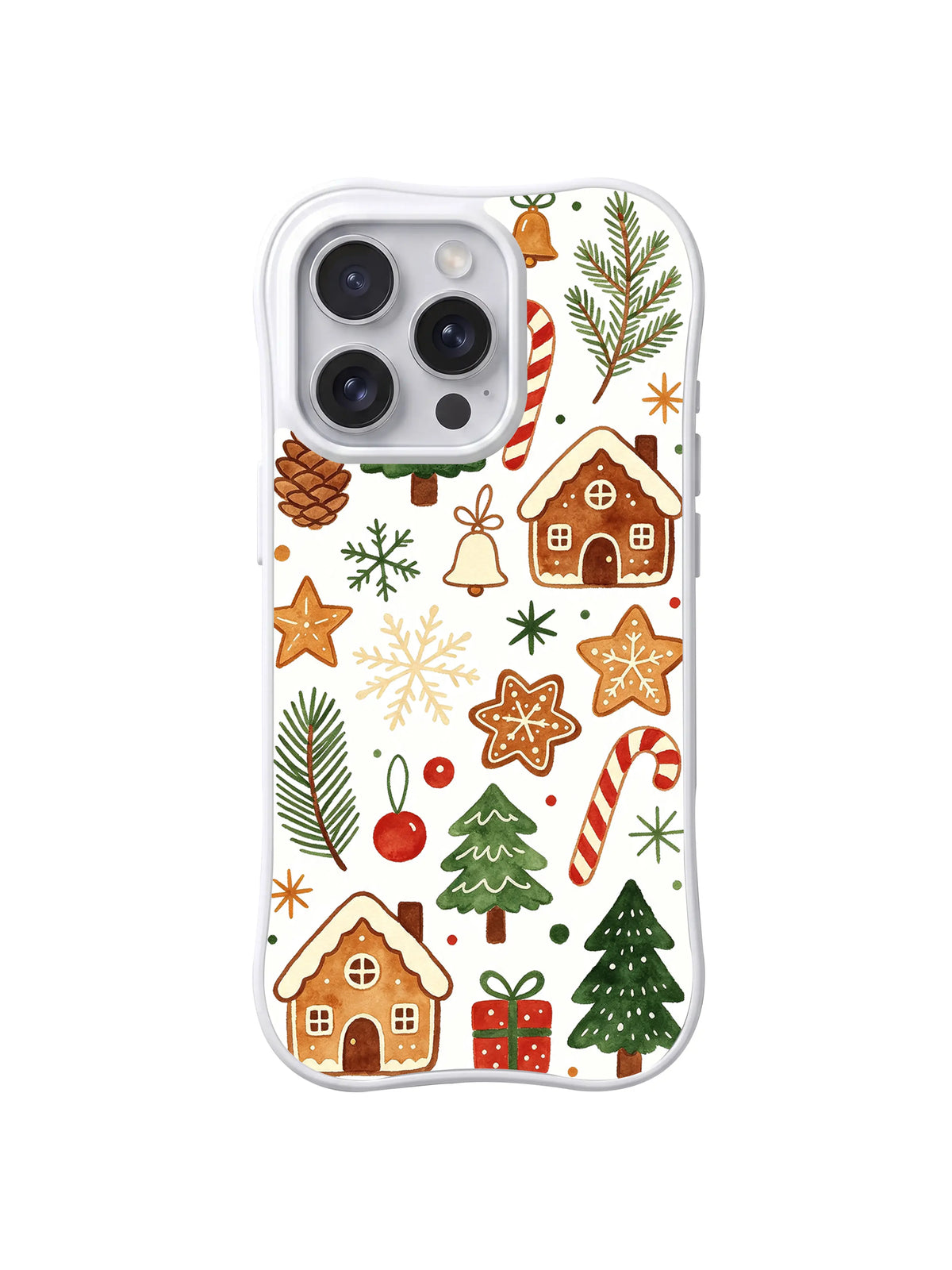 Evergreen Cookie Garden / Gingerbread Pine Garden: Aralıklı evler, yıldız kurabiyeler, ince dallar ve baston şekerler.