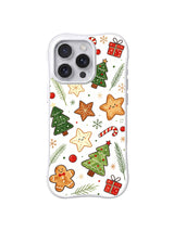 Snowy Christmas Cookie Meadow / Tree Star Cookie Meadow: Trees, large star cookies, red gifts and fine sprigs.