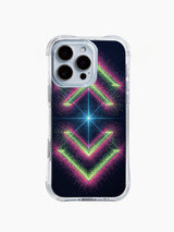 iPhone 14 Pro Max case with dark neon geometric pattern