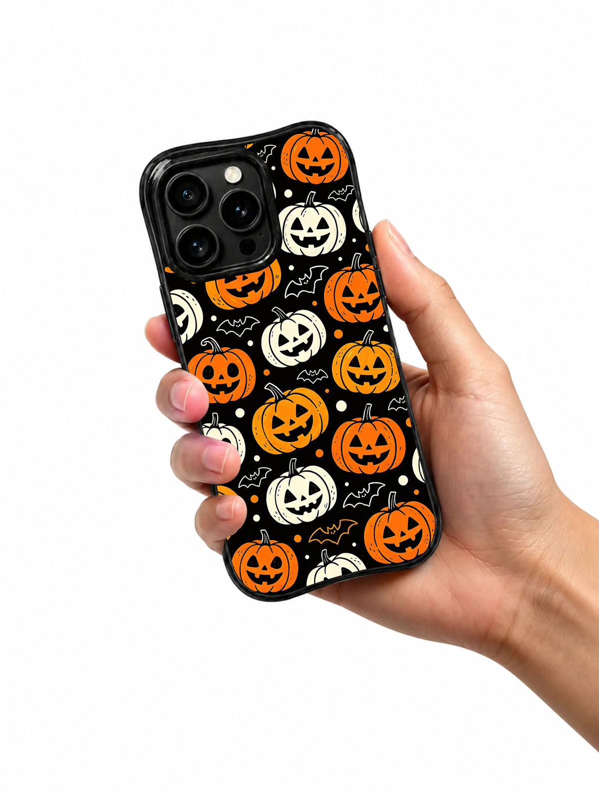 Batwing Pumpkin Rhythm iPhone case in hand