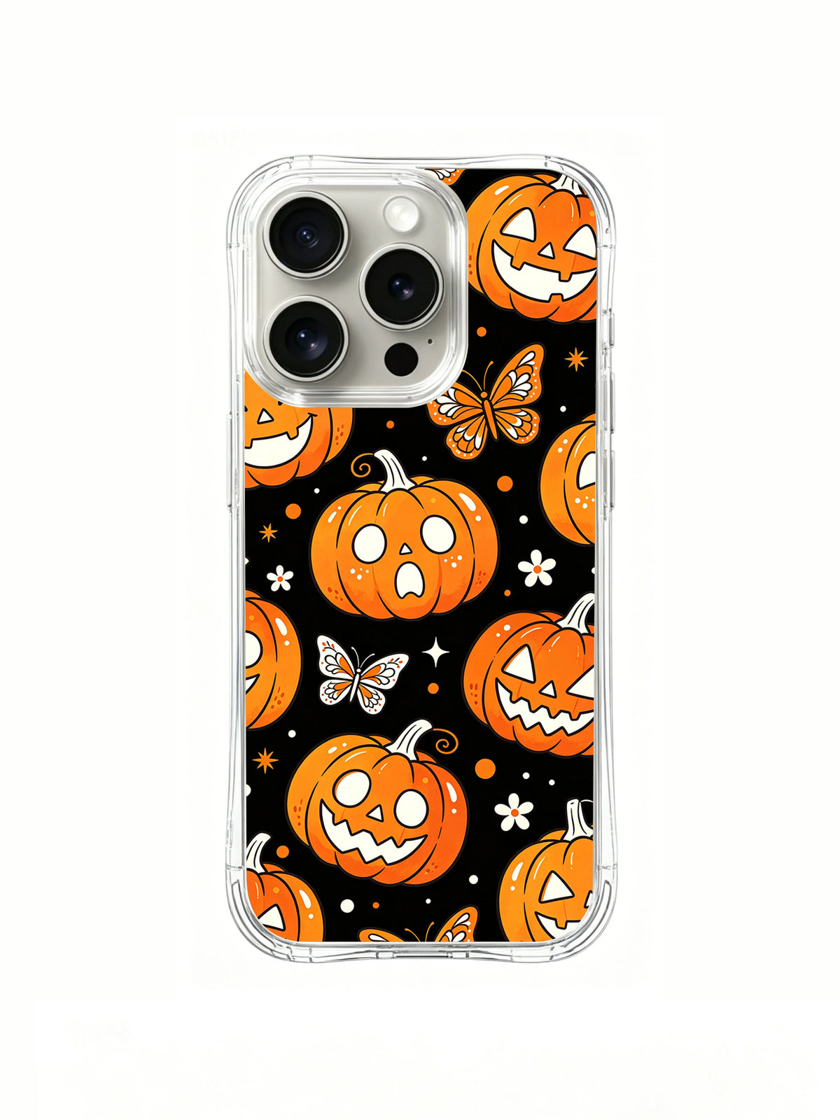 Butterfly Pumpkin Spell telefon kılıfının arka desen görünümü.