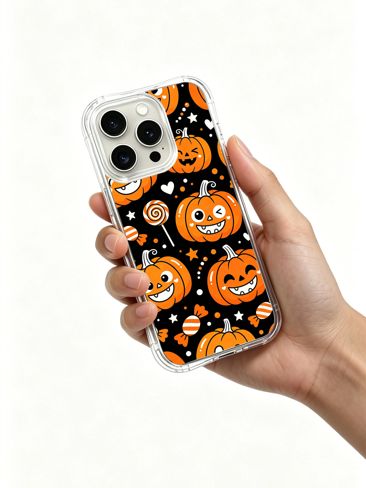 Candy Pumpkin Kingdom iPhone case in hand