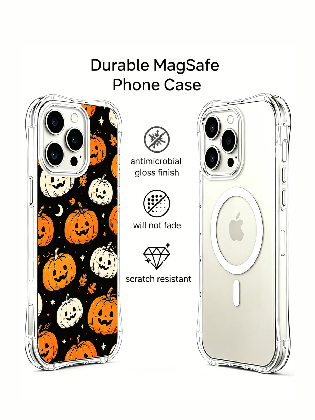 Moonlit Pumpkin Garden: front and inner-side case views in a feature-callout layout.