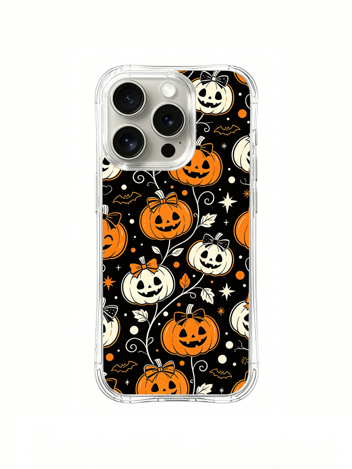 Rear artwork view of Pumpkin Bow Whispers phone case.