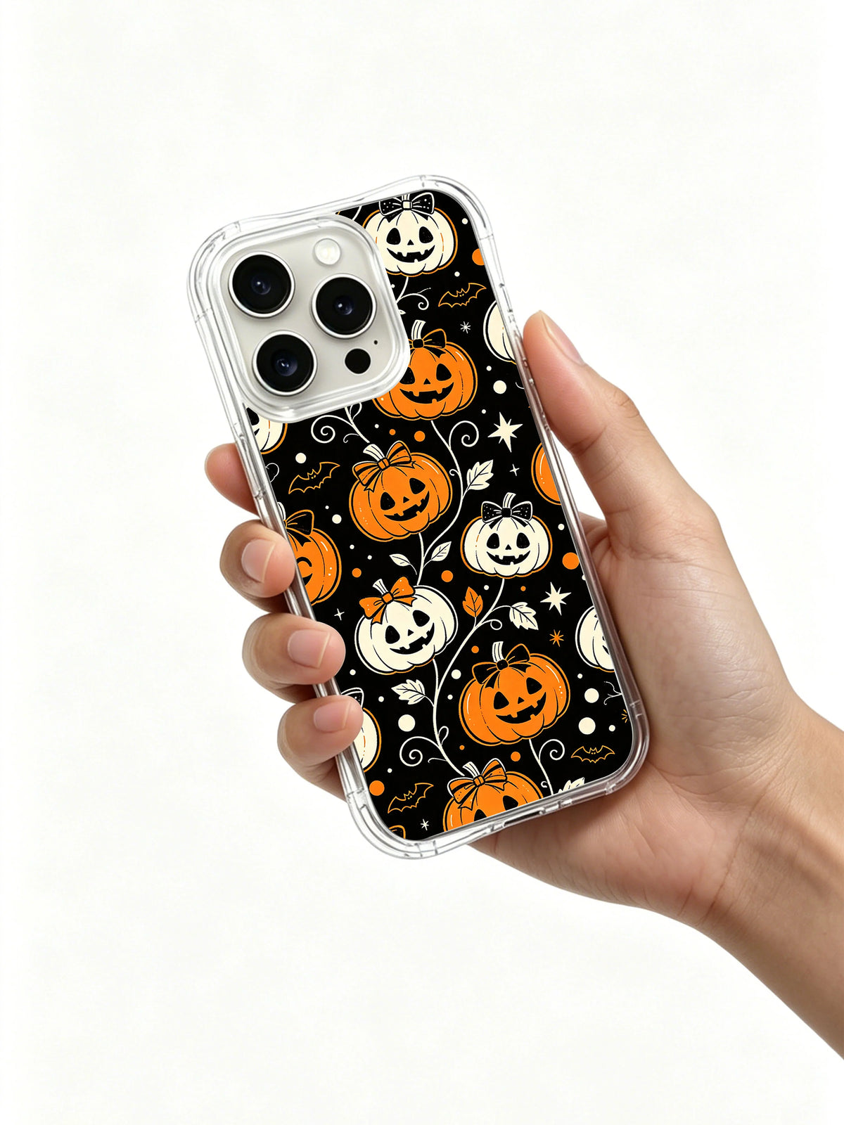 Pumpkin Bow Whispers iPhone case in hand