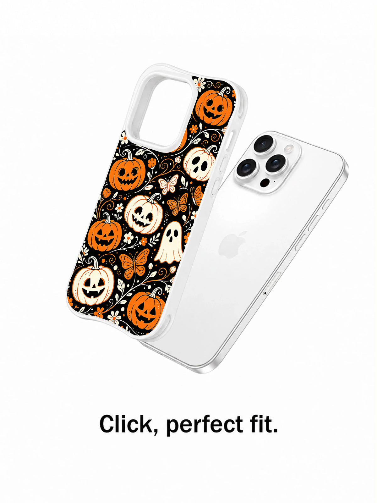 Pumpkin Butterfly Garden iPhone 13 Pro Max case angled view