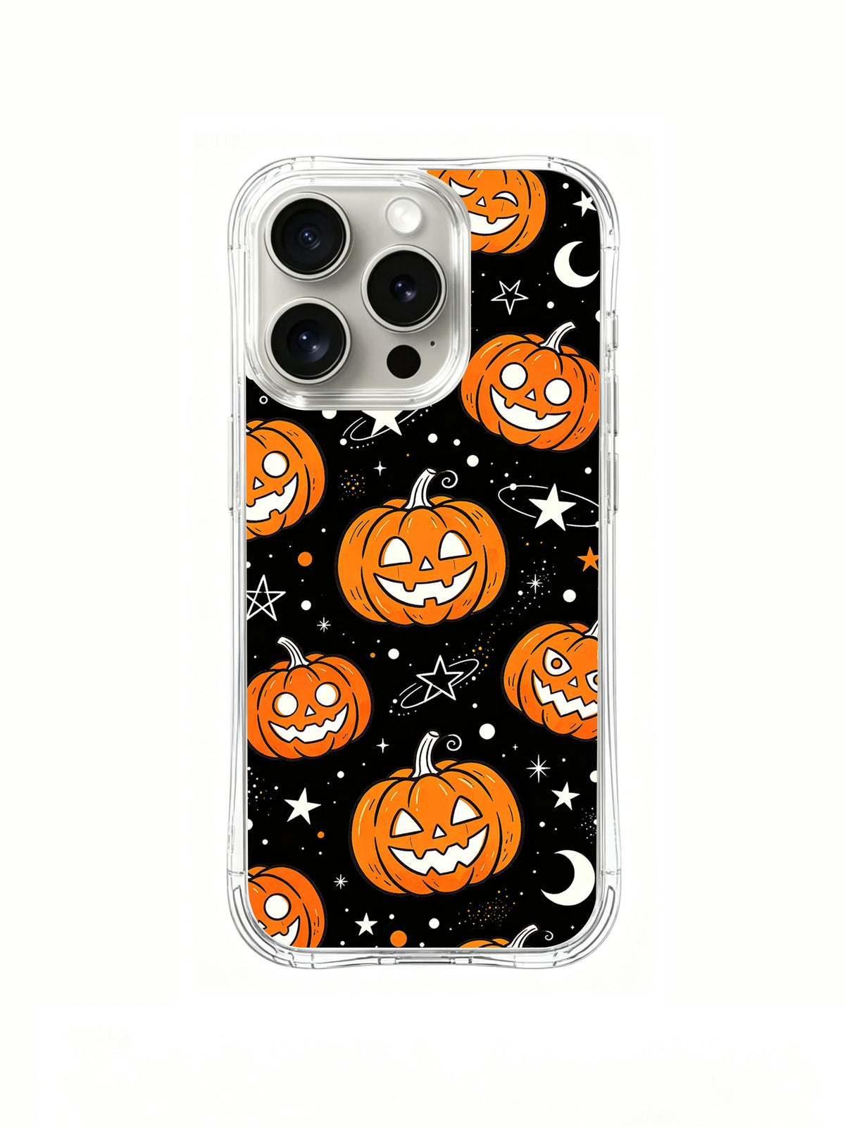 Rear artwork view of Pumpkin Starry Night phone case.