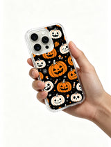Spiderweb Pumpkin Picnic iPhone case in hand