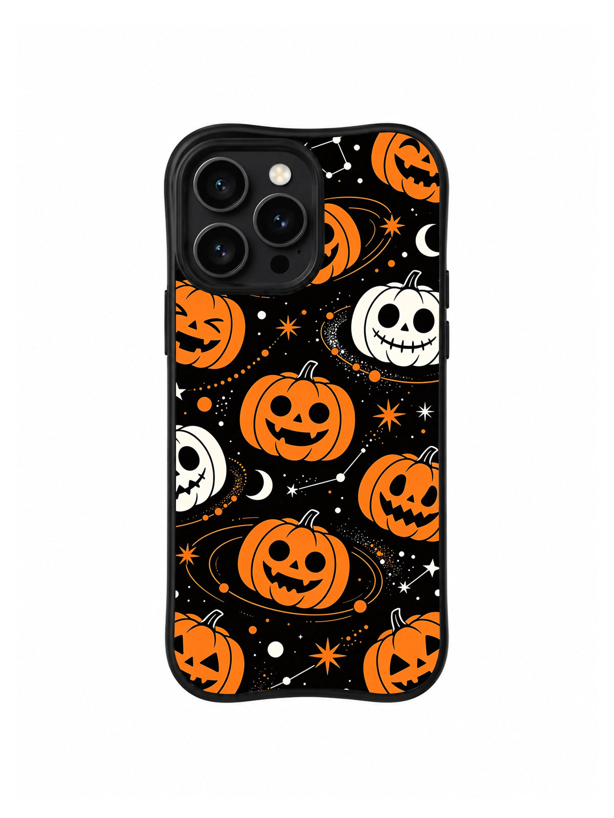 Star Orbit Pumpkin Night telefon kılıfının arka desen görünümü.