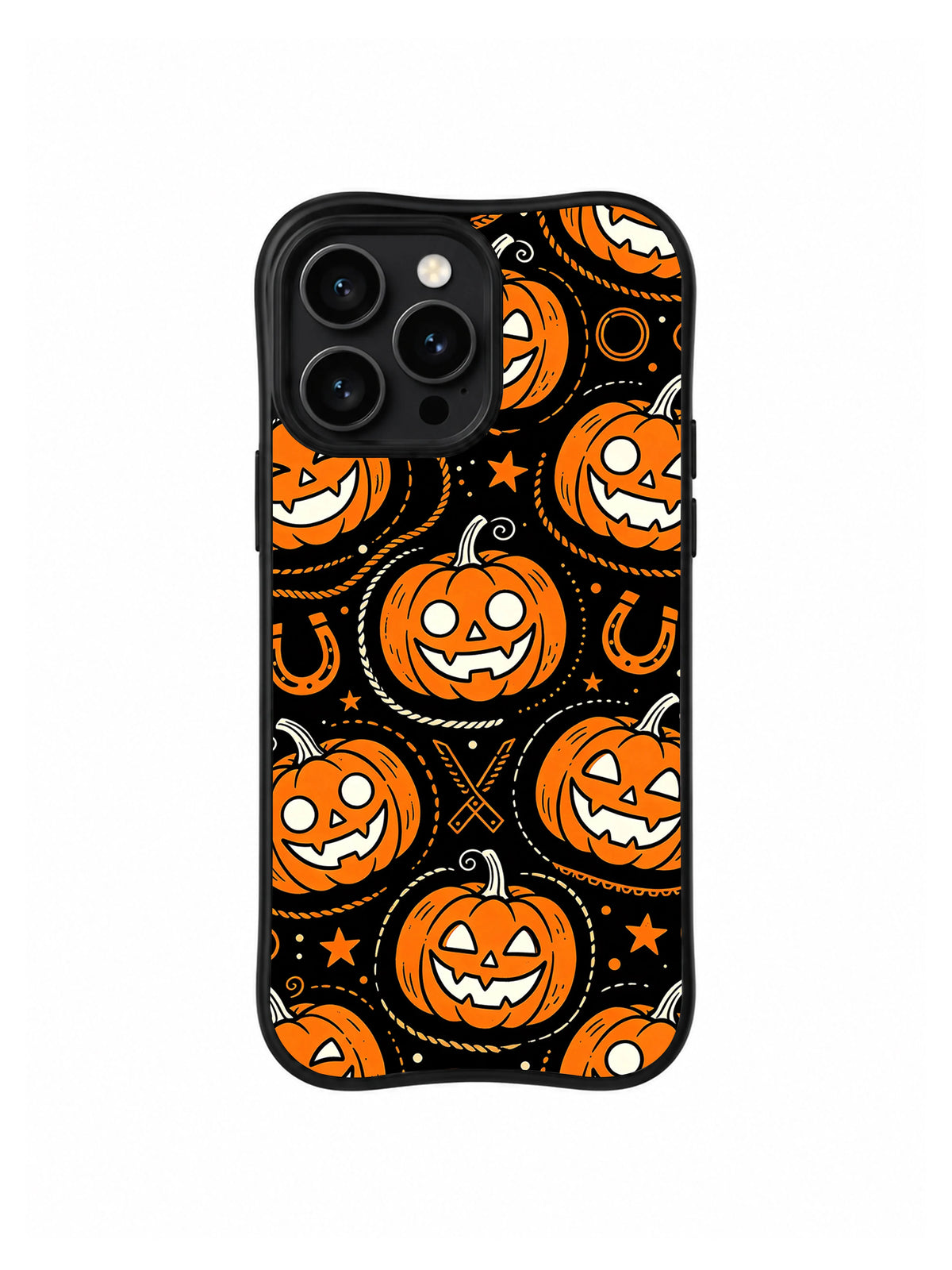Western Pumpkin Cowboy Night telefon kılıfının arka desen görünümü.