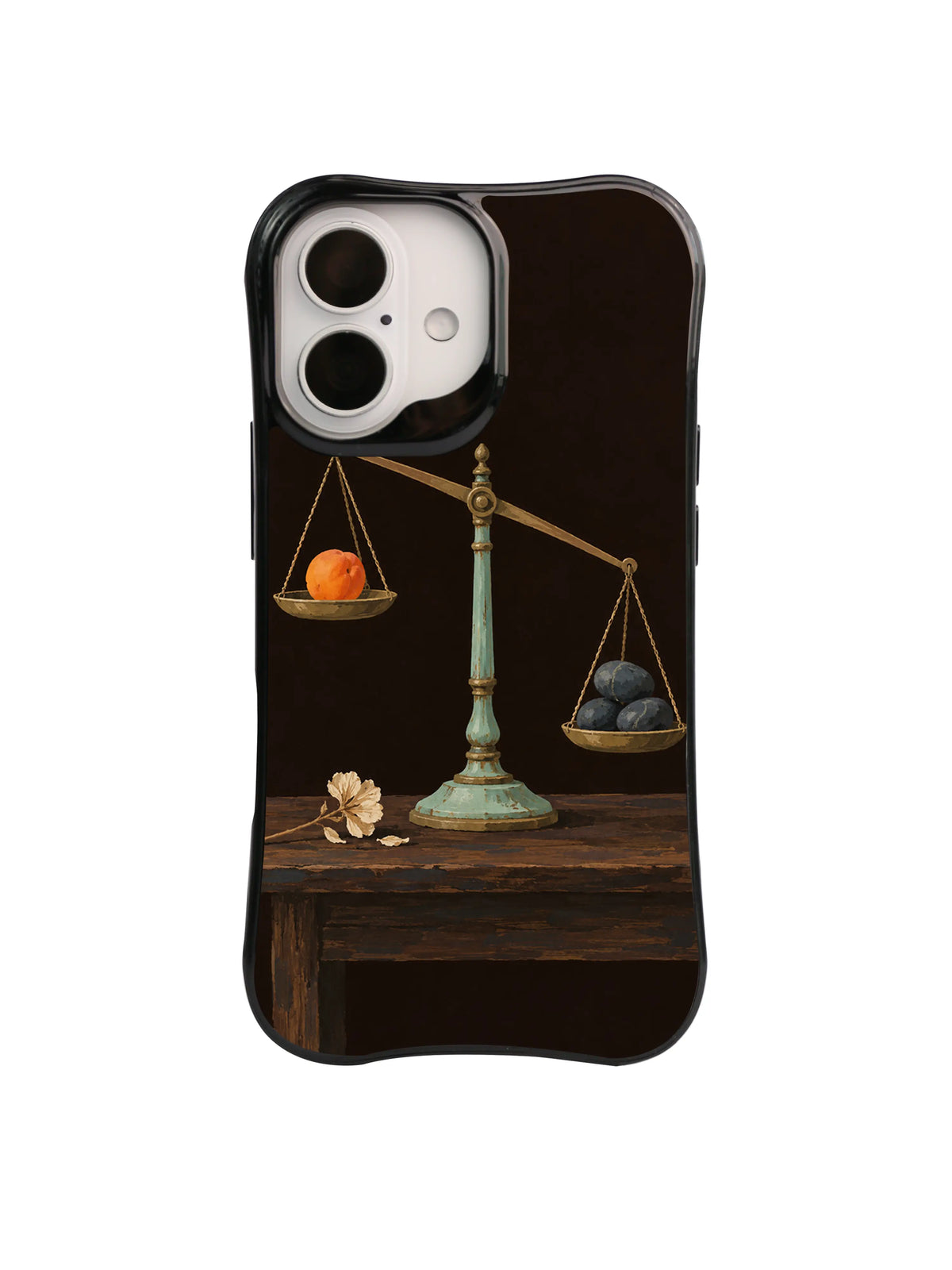 River Stone Scale still life on a black iPhone case