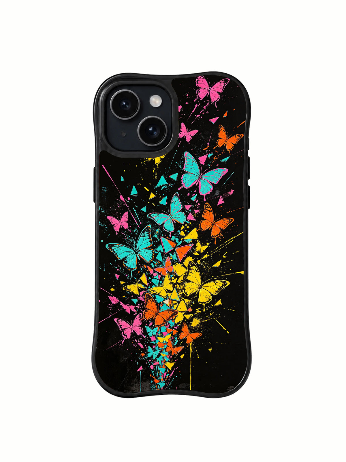 Butterfly Wing Alarm neon butterfly iPhone 14 Plus case hero