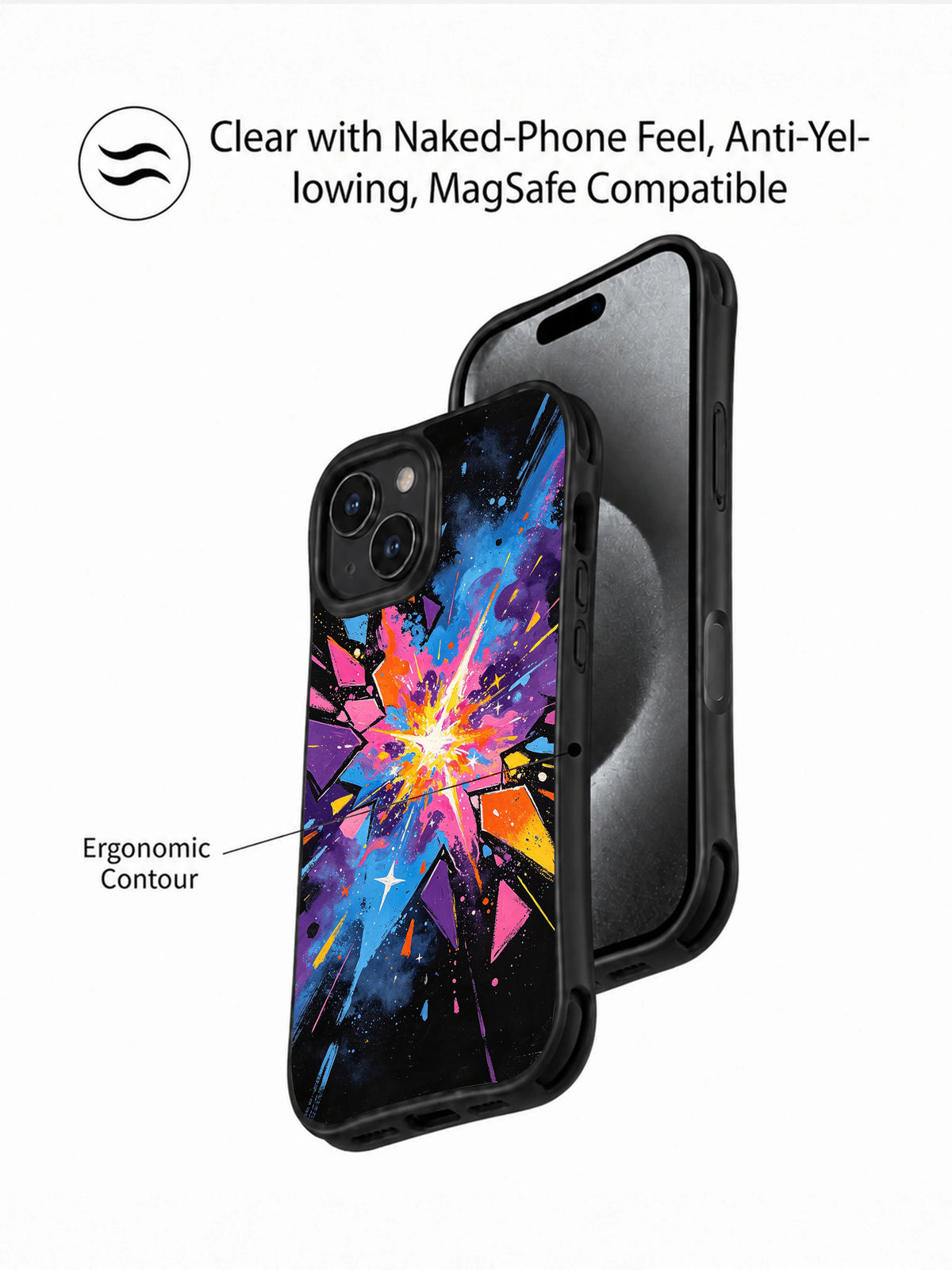 Cosmic Pulse iPhone 14 Plus case contour view