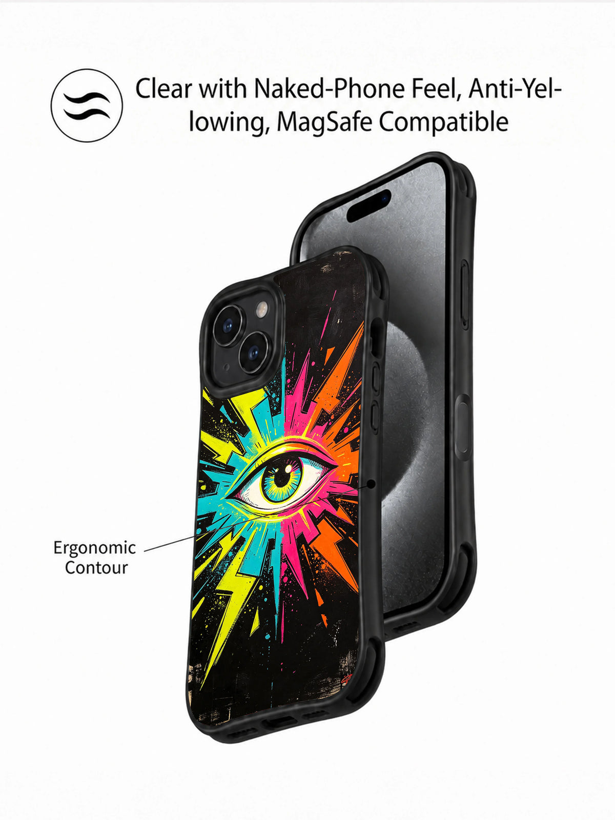 Electric Vision iPhone 14 Plus case contour view