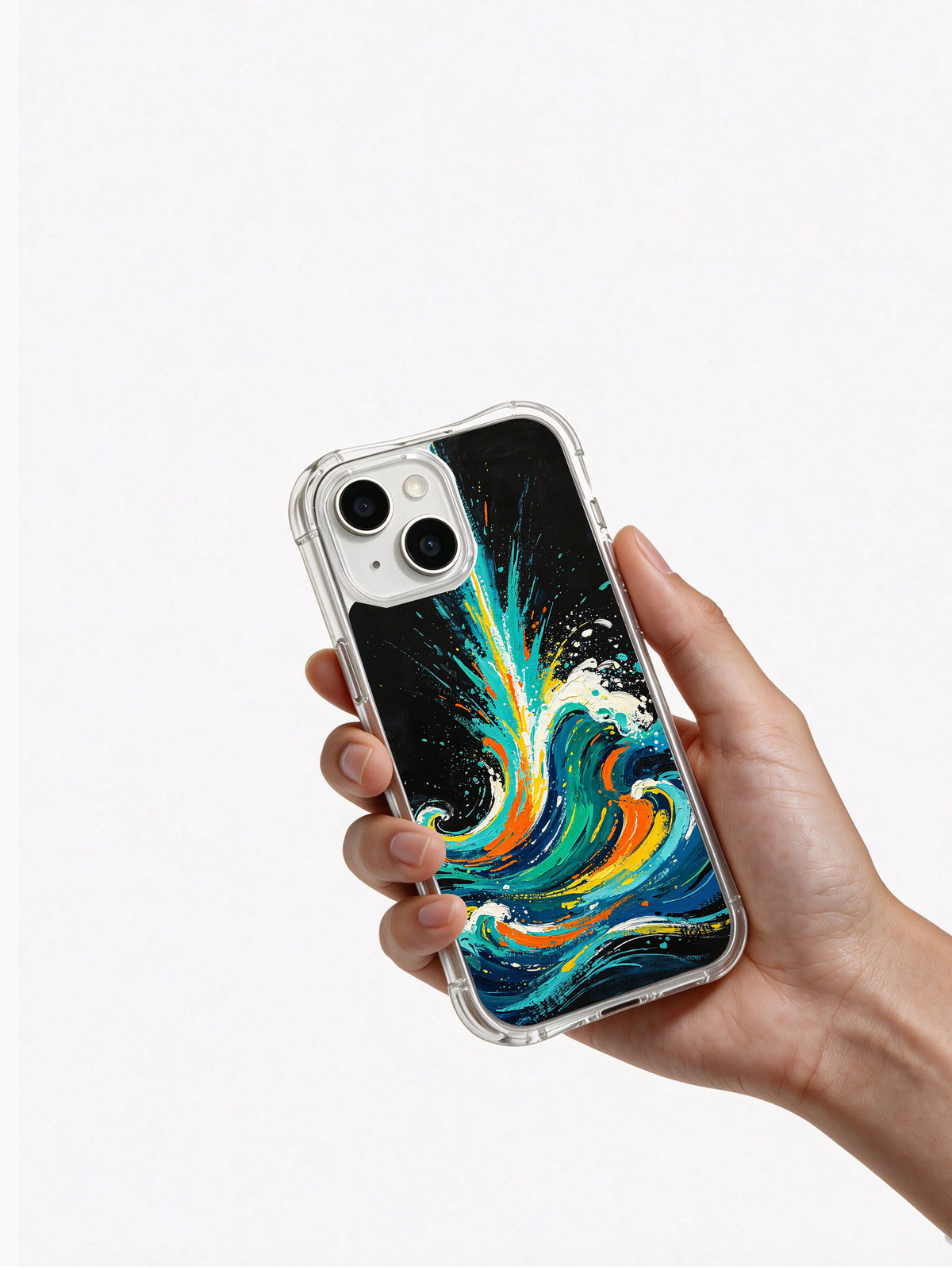 Ocean Signal iPhone 14 Plus case hand view