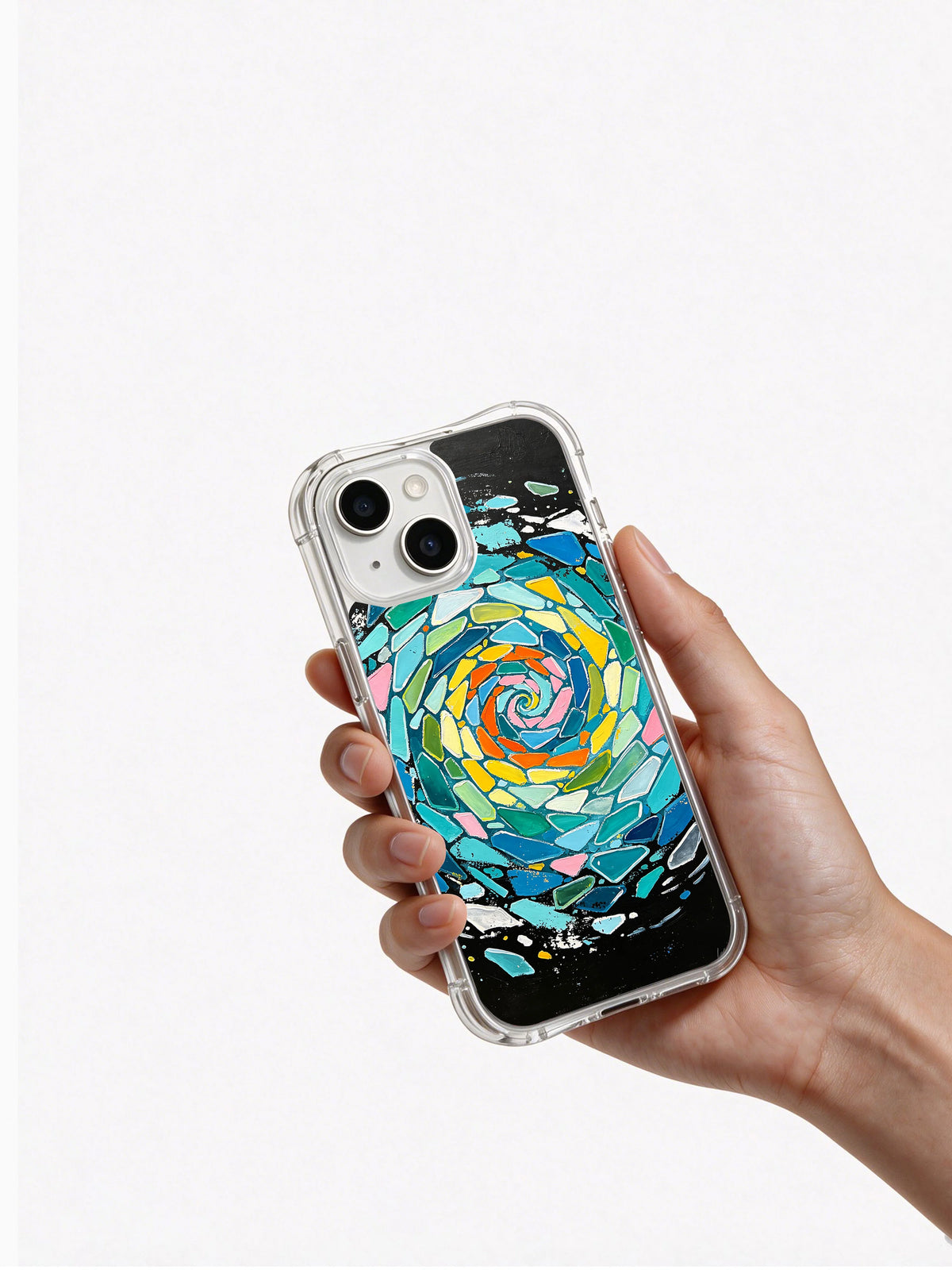 Sea Glass Heat turquoise abstract iPhone 14 Plus case angle