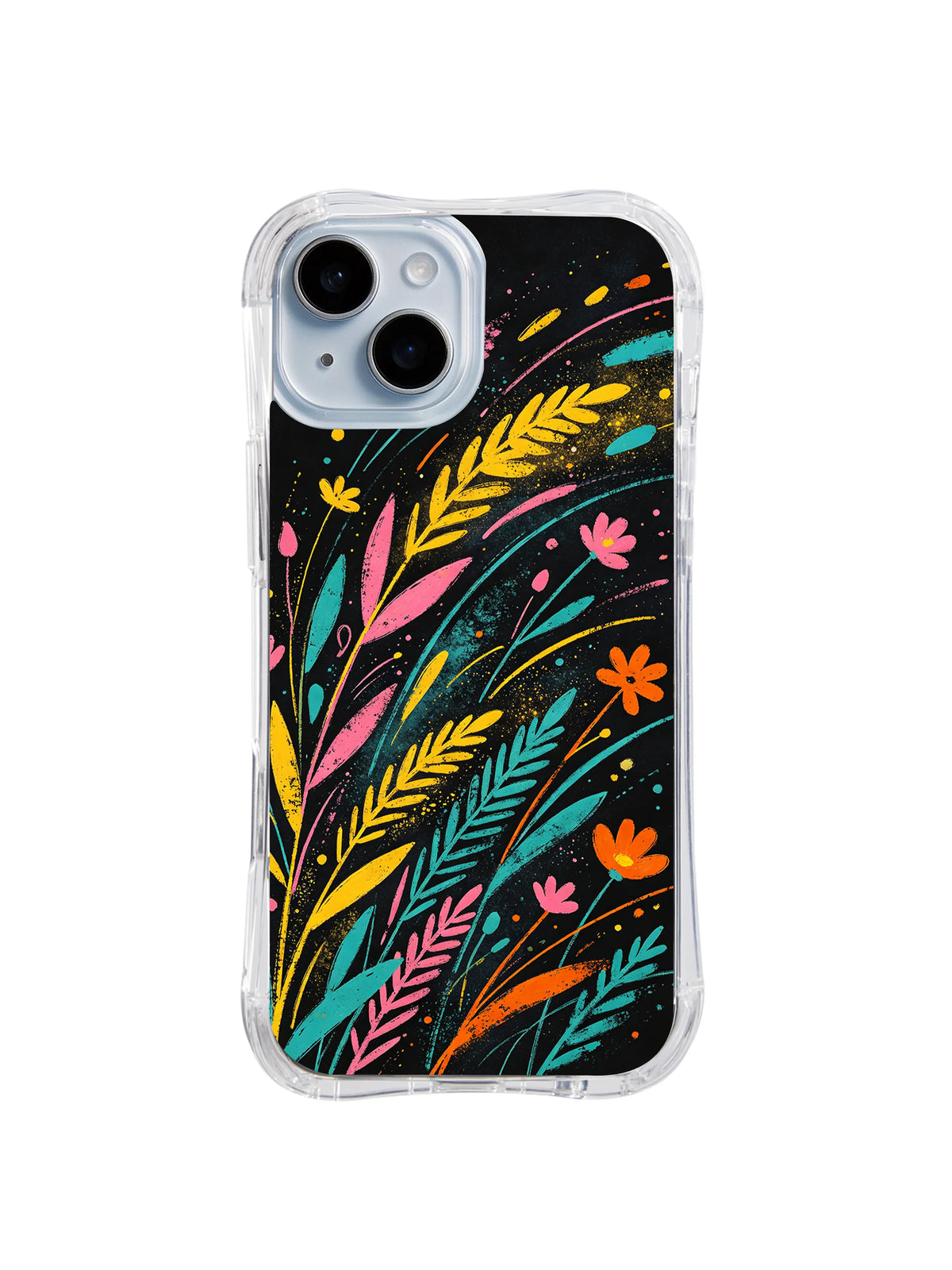 Midnight Meadow Leaves pattern iPhone 14 Plus case