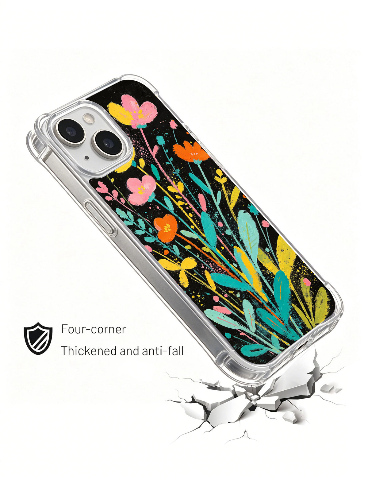 Secret Meadow colorful botanical phone case detail