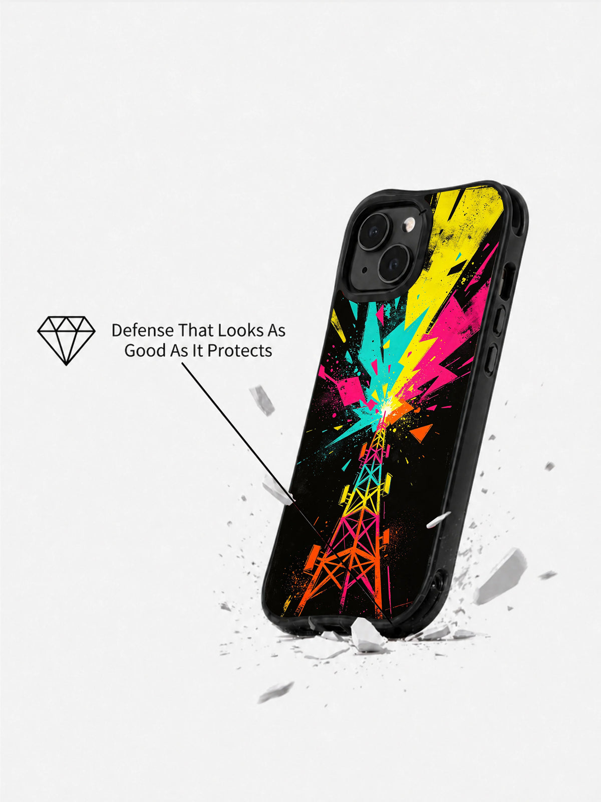 Tomorrow Signal colorful geometric iPhone 14 Plus case side view
