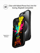 Tomorrow Signal black neon iPhone 14 Plus case lifestyle view