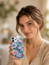 Artist-designed ocean floral iPhone 17 case lifestyle image