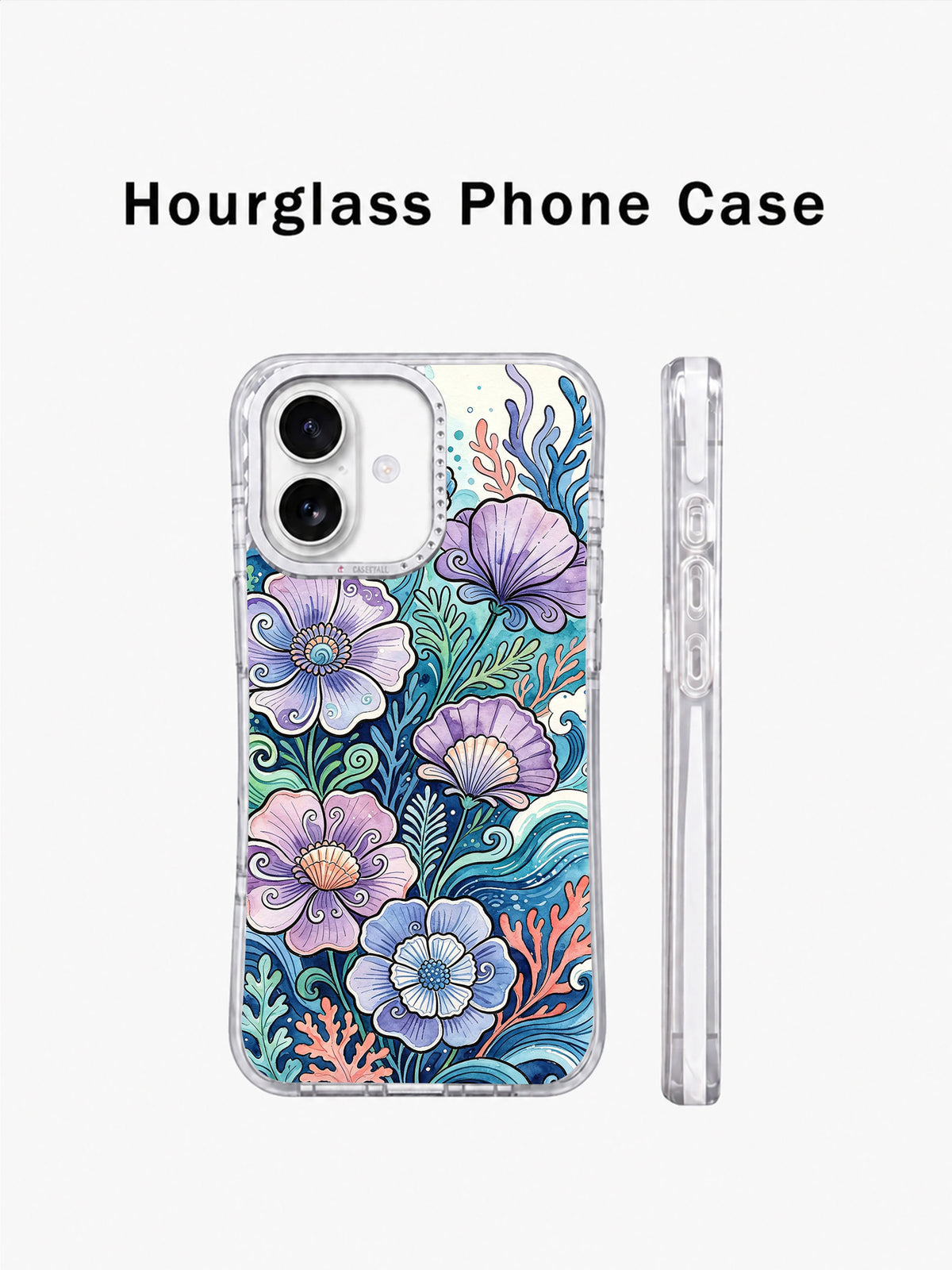 Ocean botanical iPhone 17 case magnetic charging view