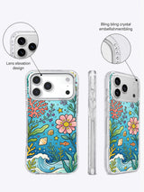 Coral shells and ocean flower illustration detail on phone case