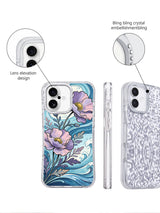 Rhinestone camera frame ocean floral iPhone 17 case detail