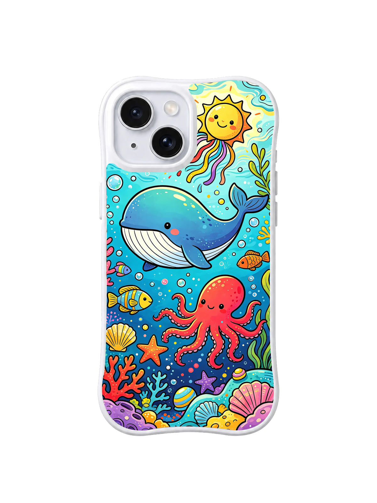 Whale Wonder Garden pattern iPhone 15 Plus case
