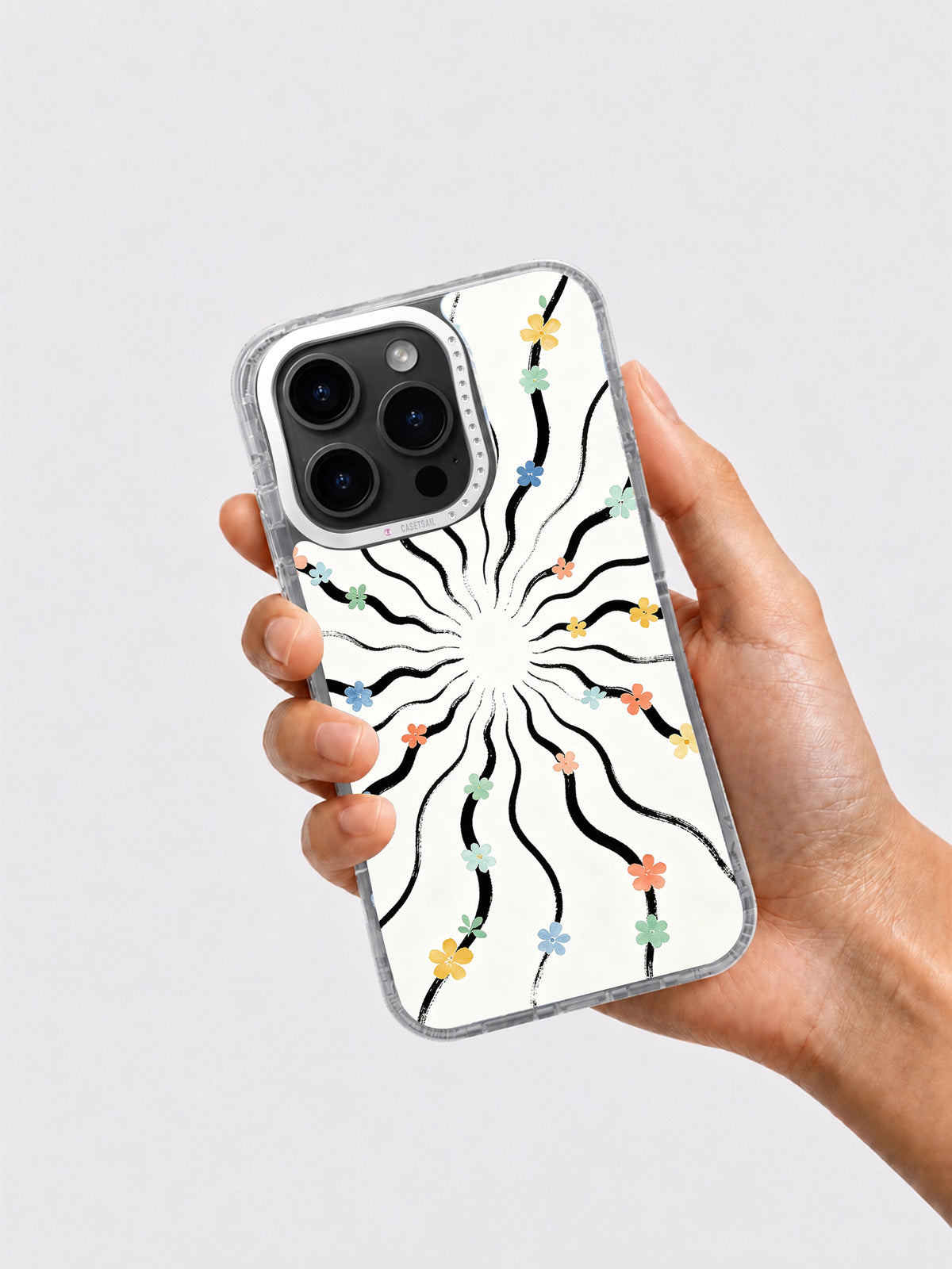 Ocean Curve Dreams phone case held in hand
