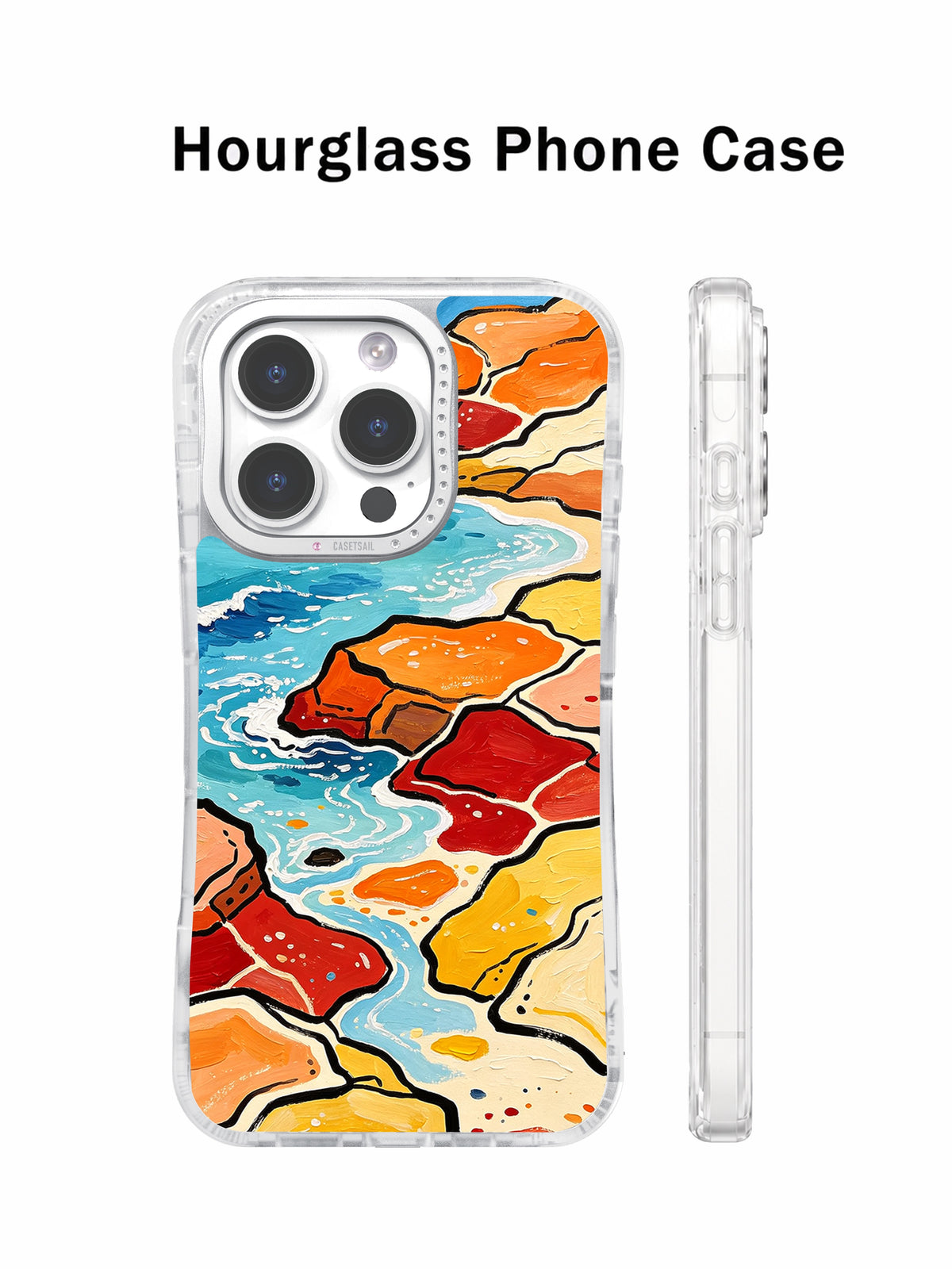 Colorful ocean art phone case detail