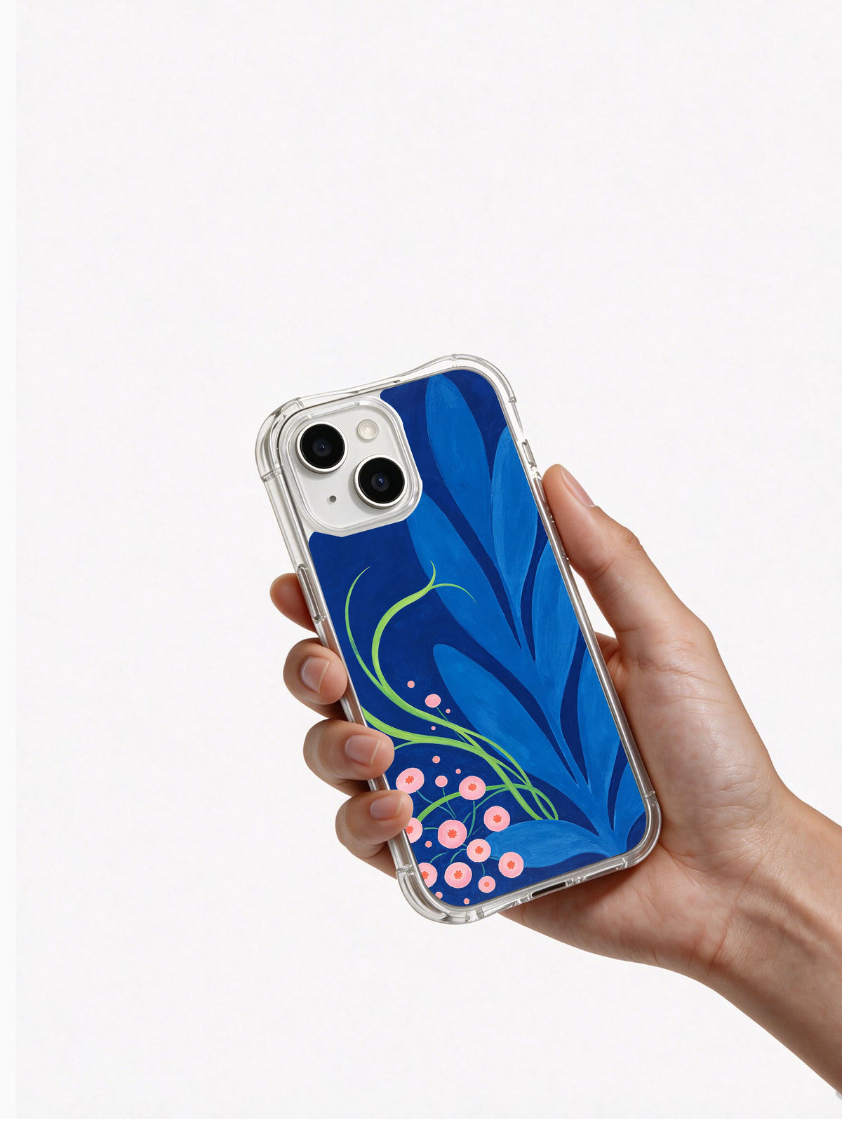 Ocean Secret Garden iPhone 14 case hand view